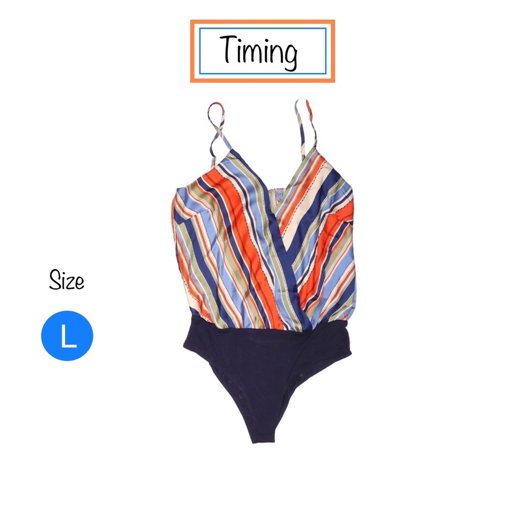 Colorful Striped Silk Bodysuit Top